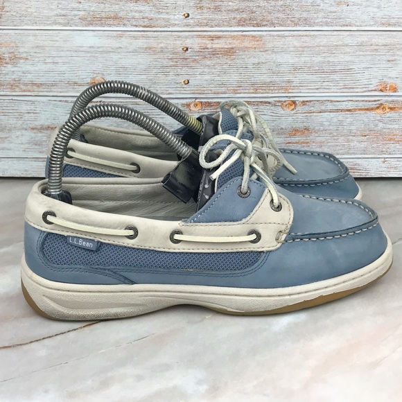 L.L. Bean Women's 2-eye Lakeside Boat Shoes in Blue/Gray size 8W - Picture 4 of 9
